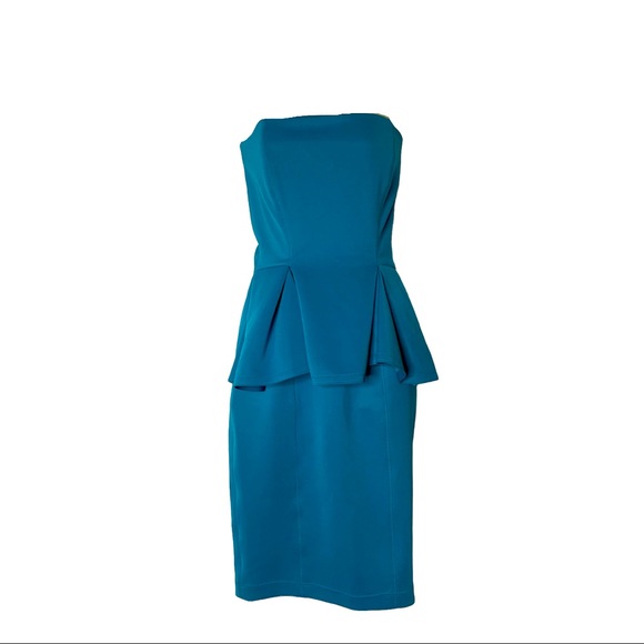 Torn by Ronny Kobo Camille Scuba Peplum Dress Evening Occasion Jewel Tone S - Picture 7 of 10